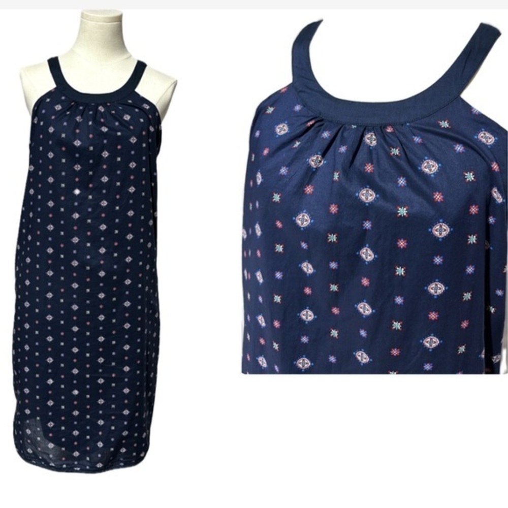 Tommy Hilfiger navy sleeveless dress with geometric shapes women’s size 8 (1765)